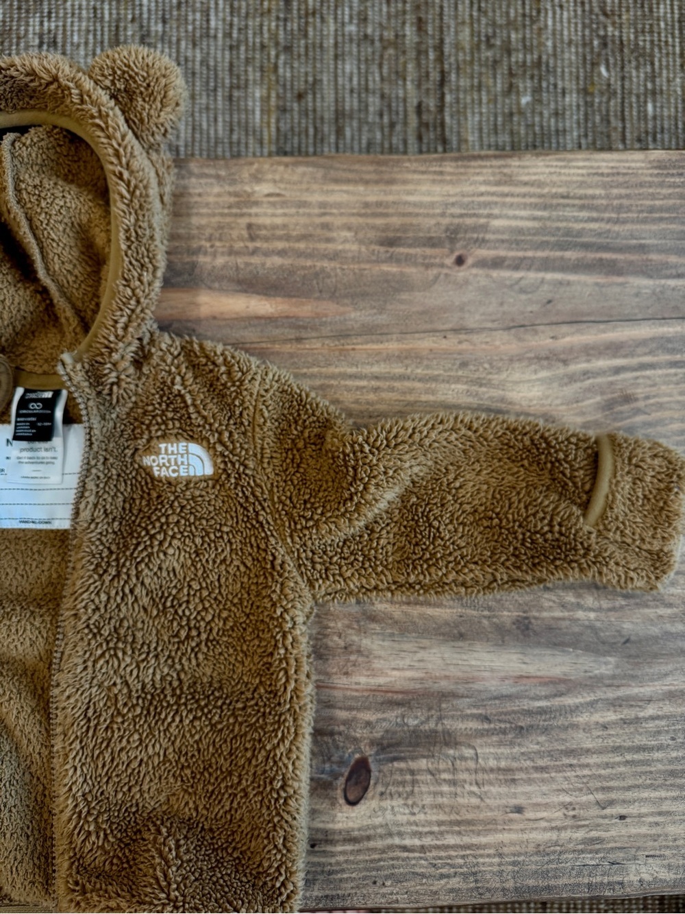 The North Face Tan Sherpa Hooded Jacket with Ear Detail